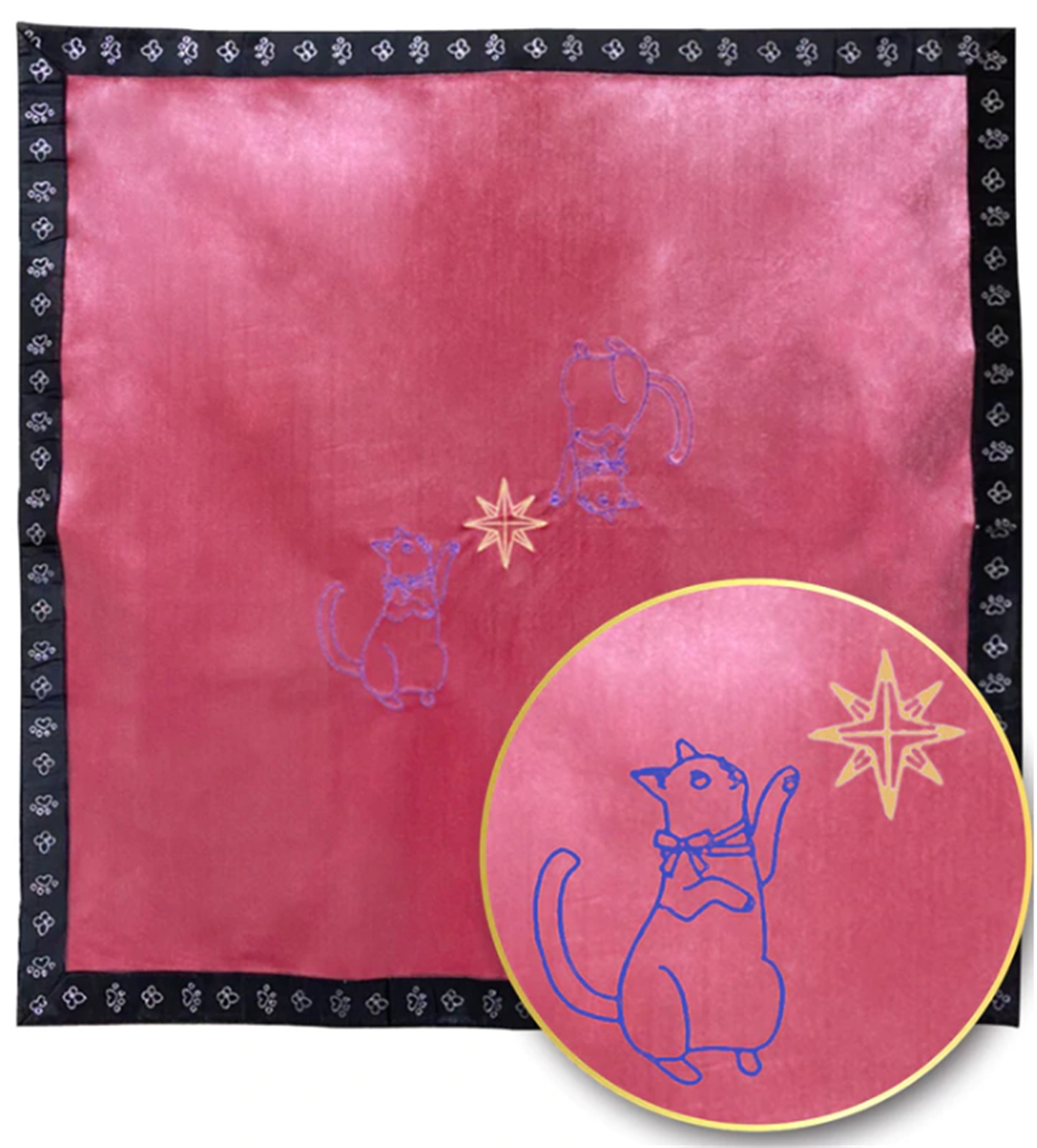 Tarot Card Cloth Reading Support Dreaming Cat Edition 65cm Velvet Pink
