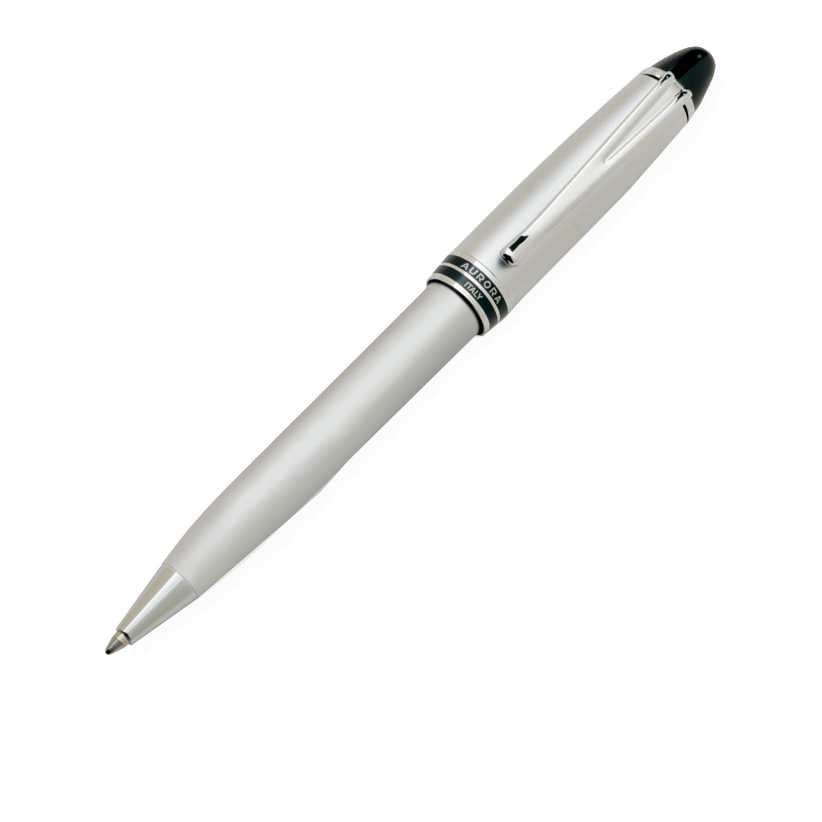 Ballpoint Pen Aurora Ipsilon Metal Silver In Chrome Resin With Trim And Box