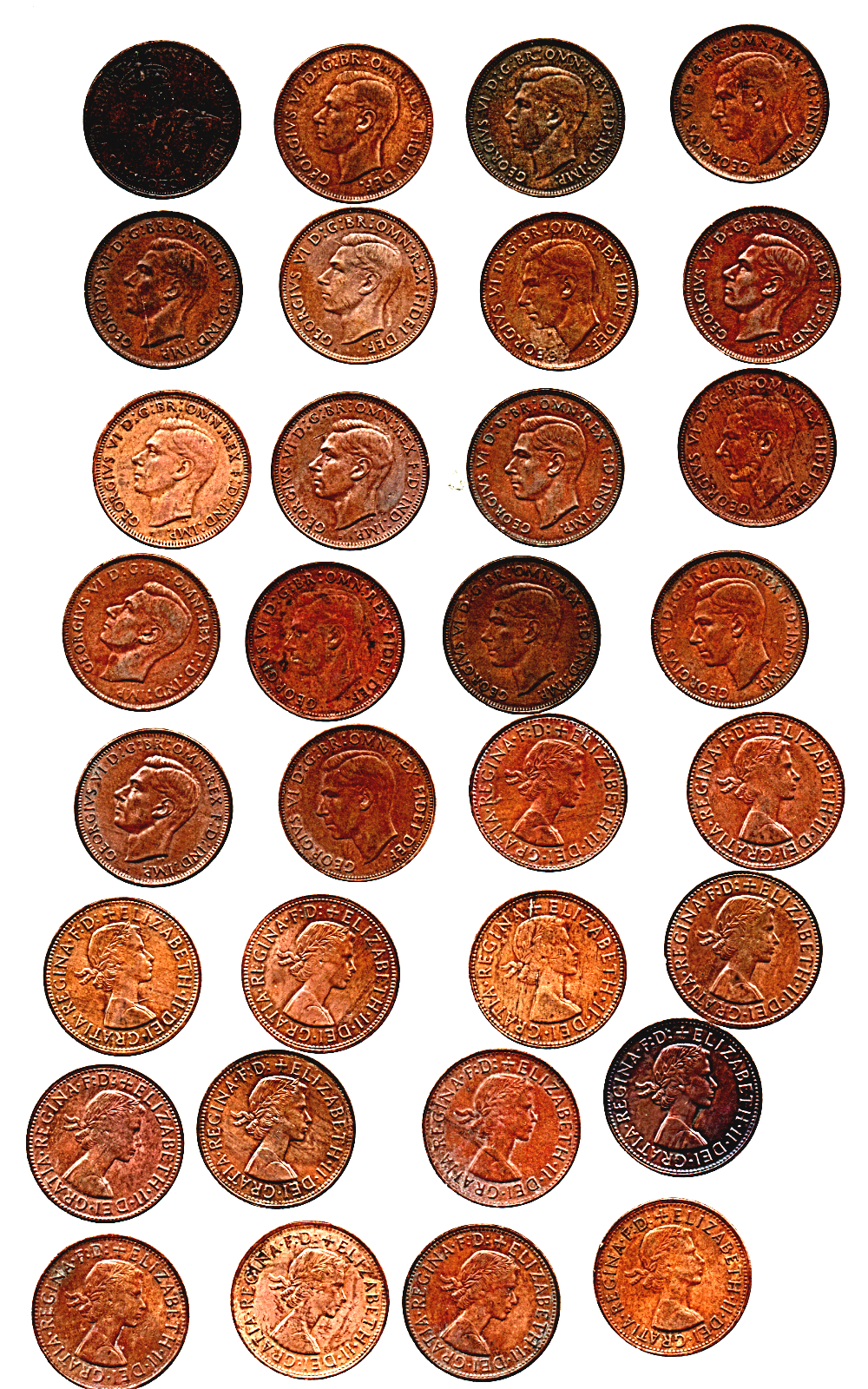 Australia - One Penny, 32 Coins