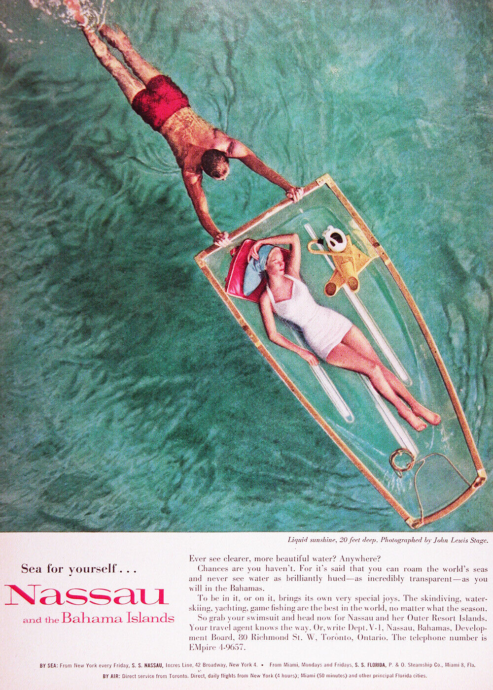 1959 Visit Nassau & Bahamas Lot Of (4) Vintage Ads ~ Rare Cdn Ads Free Shipping