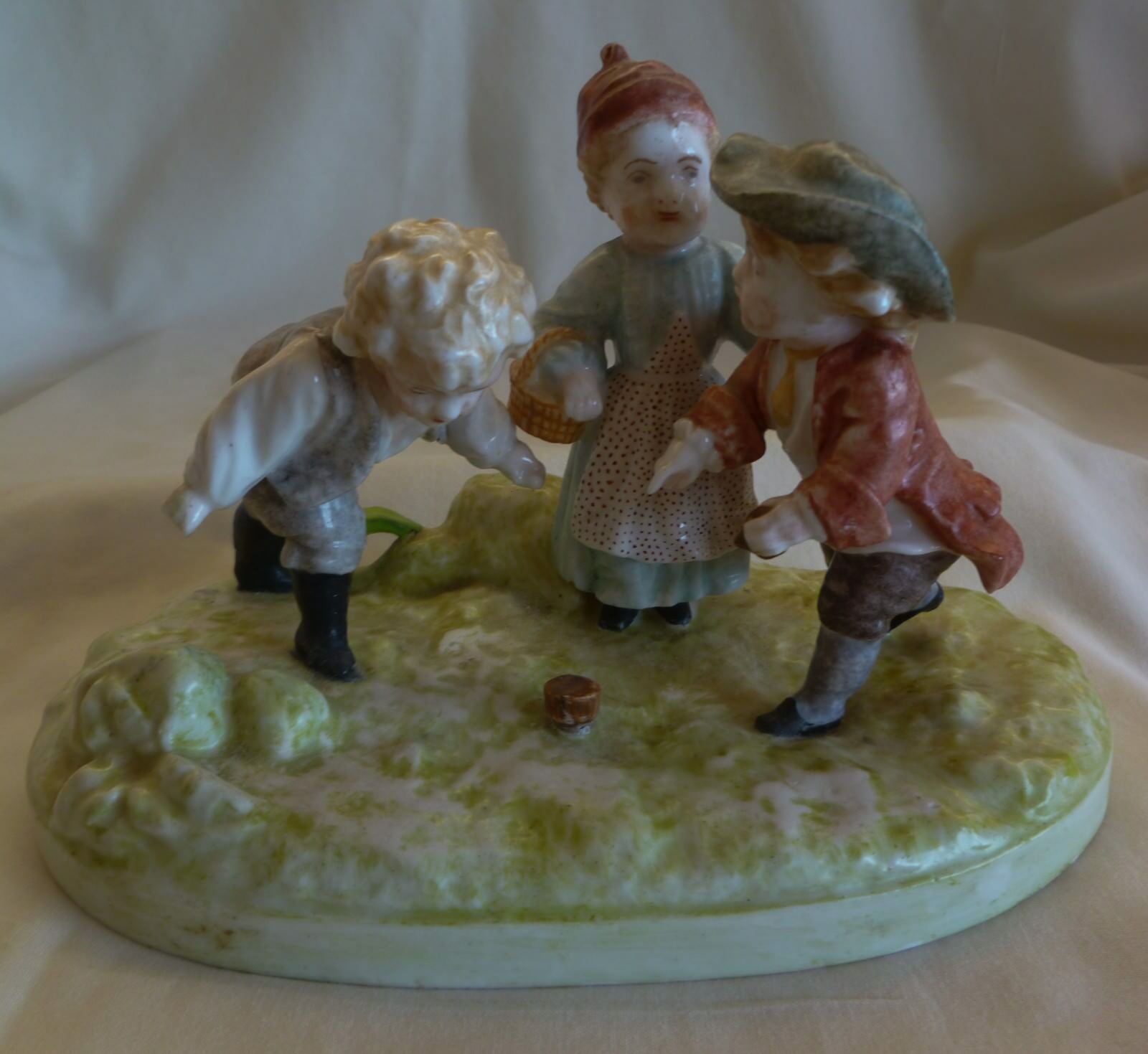 An Old Chelsea Porcelain Figurine Children Playing -- Green Anchor Mark
