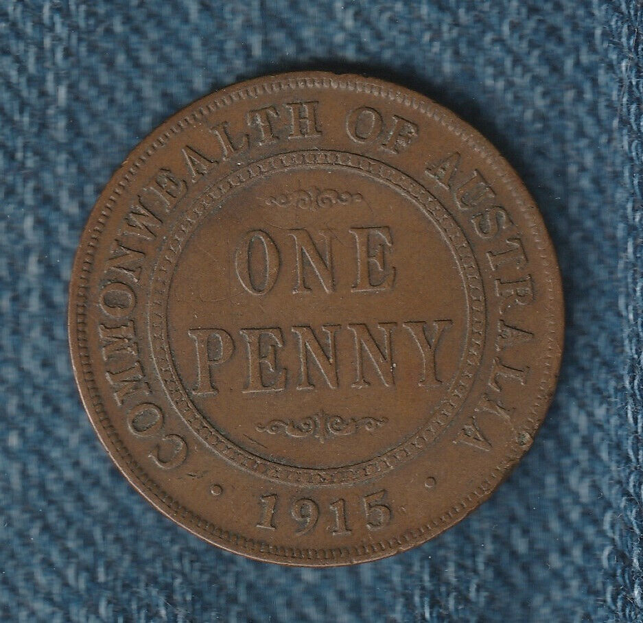 Australia 1 Penny 1915-l Km 23 Fine Condition But Light Surface Scratches