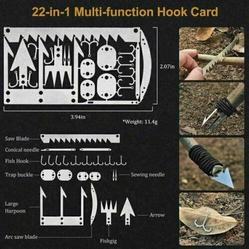 Kaeser Survival Card Tool 22-1 Fishing Hunting Hiking Bushcraft