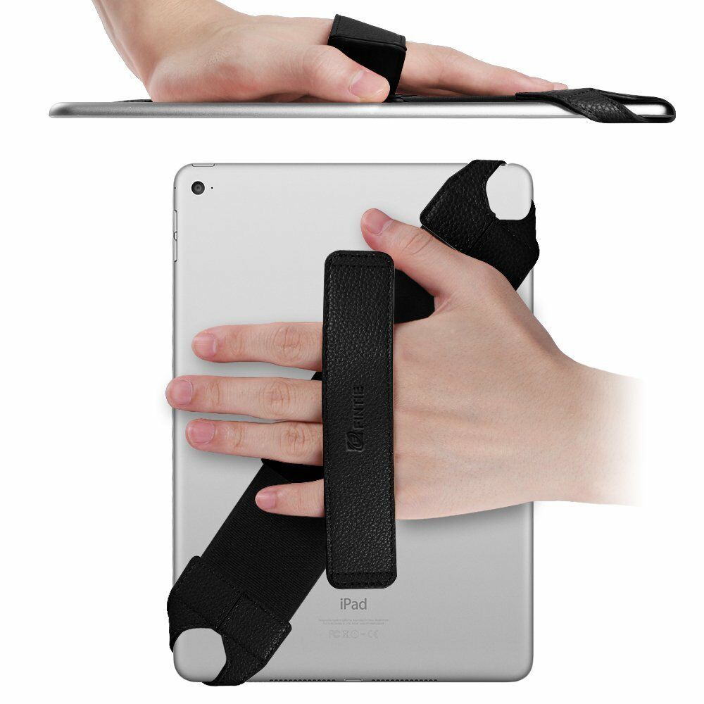 Universal Tablet Hand Strap Holder W Elastic Belt Swivel Pu Leather Handle Grip