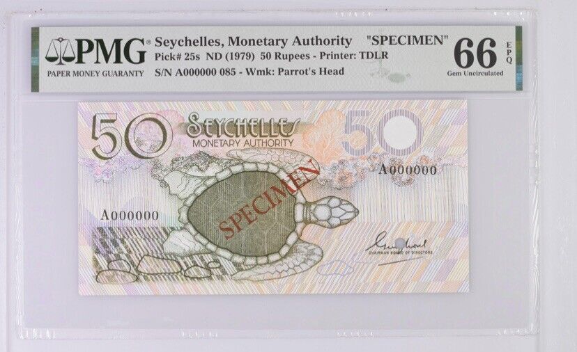 Seychelles, Monetary Authority ""specimen, 50 Rupees Nd (1979) - Printer: Tdlr N