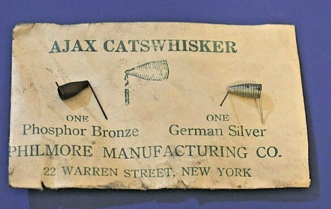 Antique Ajax Catswhisker 1 Phosphor Bronze 1 German Silver Philmore Radio
