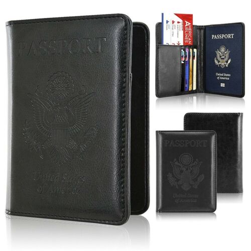 Rfid Blocking Leather Passport Holder Case Cover Wallet For Securely Travel Trip