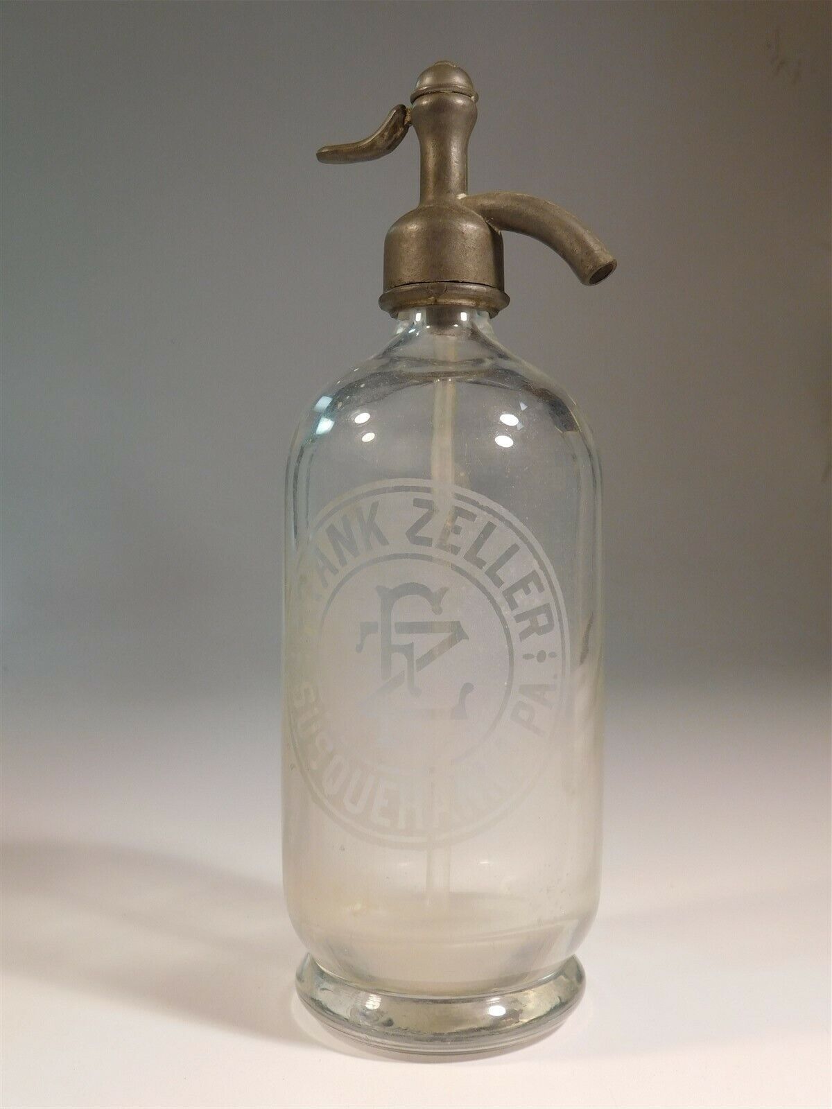 Vintage 11" Frank Zeller Seltzer Bottle C.1924