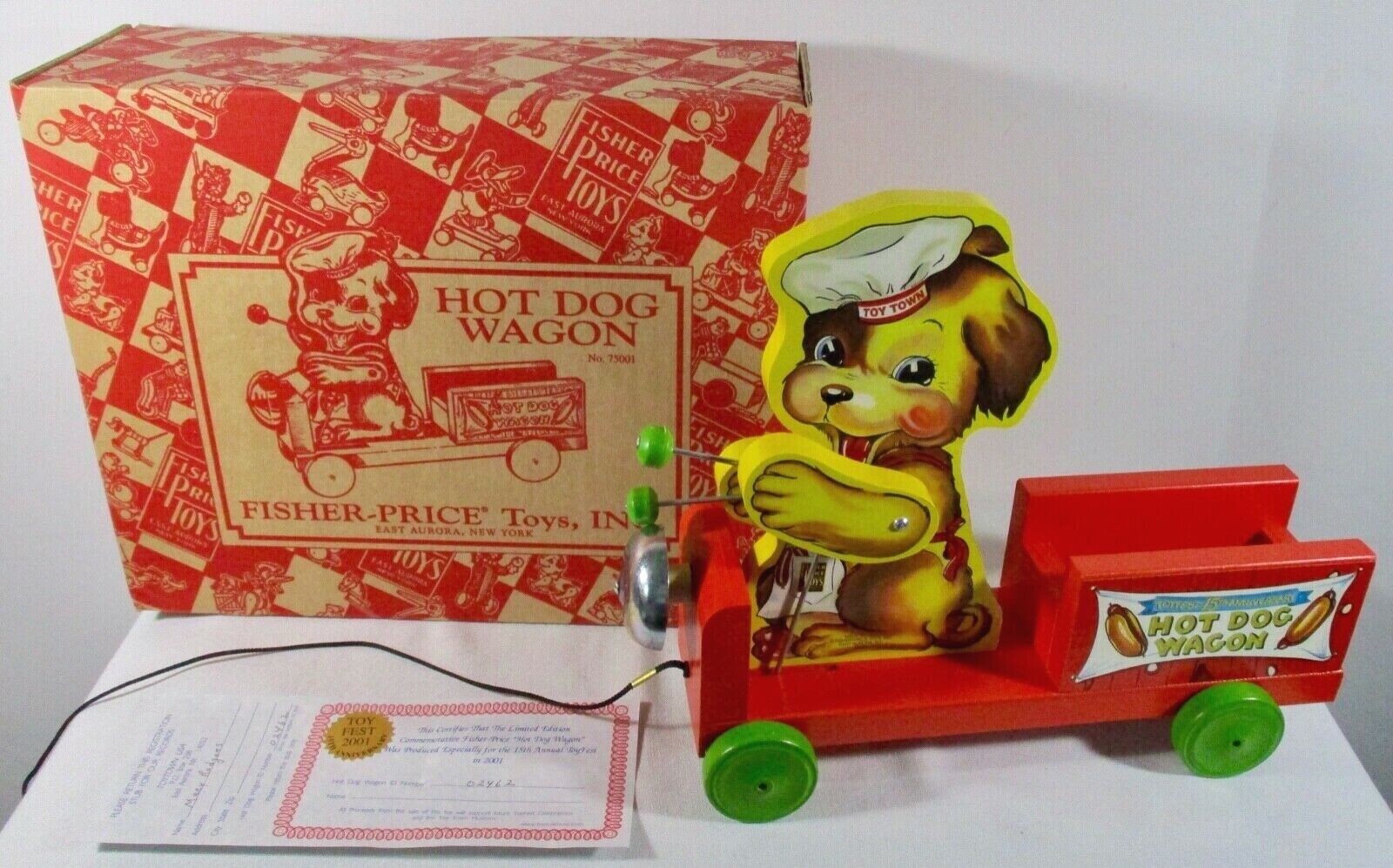 Fisher Price Classic Hot Dog Wagon  Pull Toy In Box W/ Coa