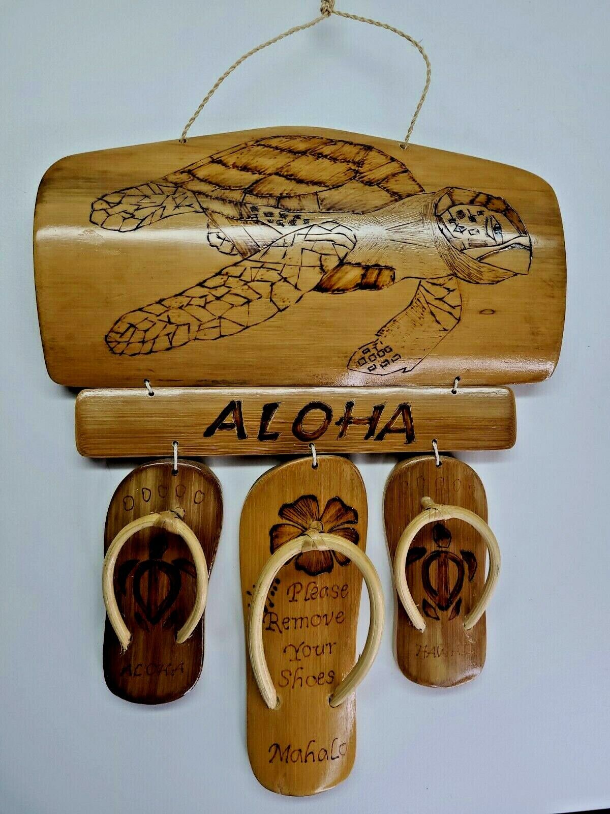 Hawaiian Hand Made Bamboo Wall Sign Hawaii Aloha Island