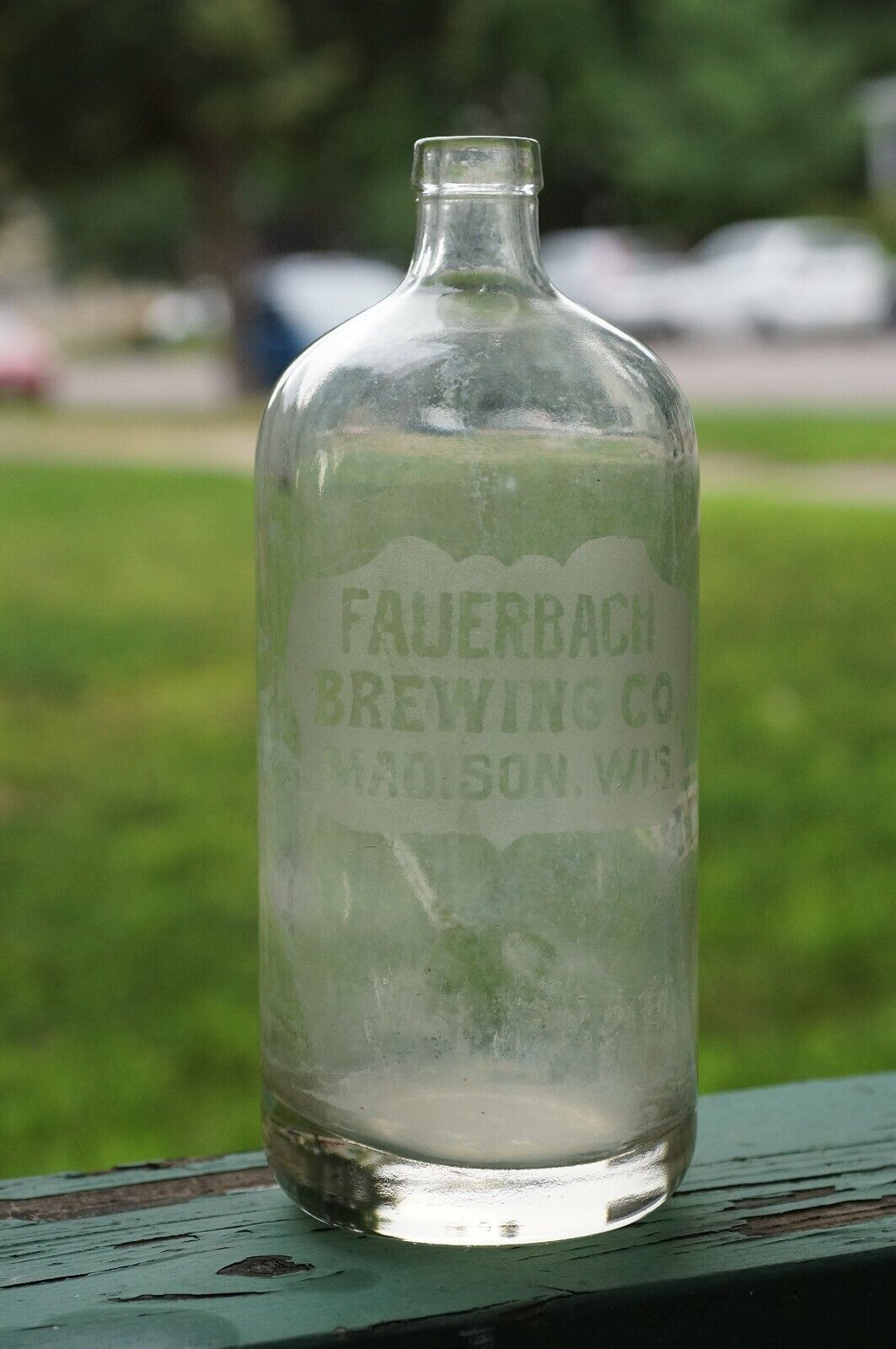Antique Fauerbach Brewing Co. Etched Seltzer Bottle Madison Wisconsin