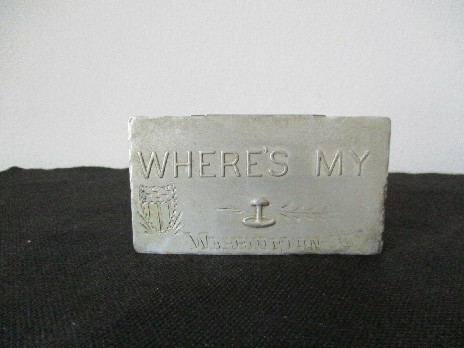 Circa 1905 Souvenir "where's My" Cufflink Aluminum Box Washington D.c.