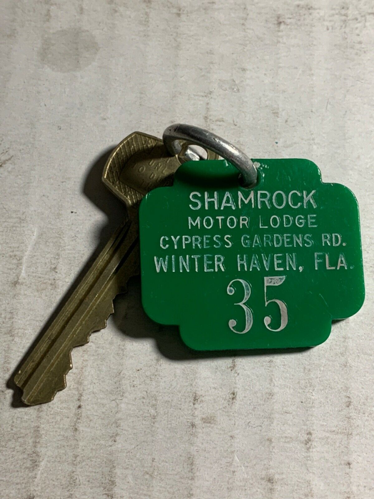 Shamrock Motor Lodge Hotel Motel Key Fob & Key Winter Haven Florida #35 Rare
