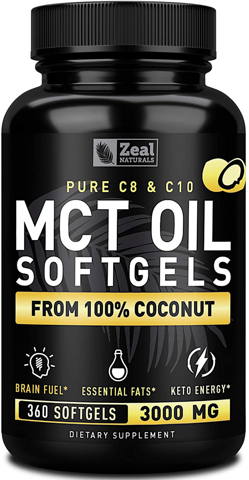 Pure Mct Oil Capsules (360 Softgels | 3000mg) 4 Month Supply Mct Oil Keto Pil...