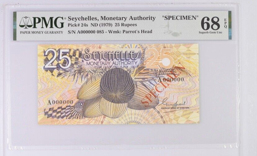 Seychelles, Monetary Authority ""specimen, 25 Rupees Nd (1979) Note #: Sey24s Se