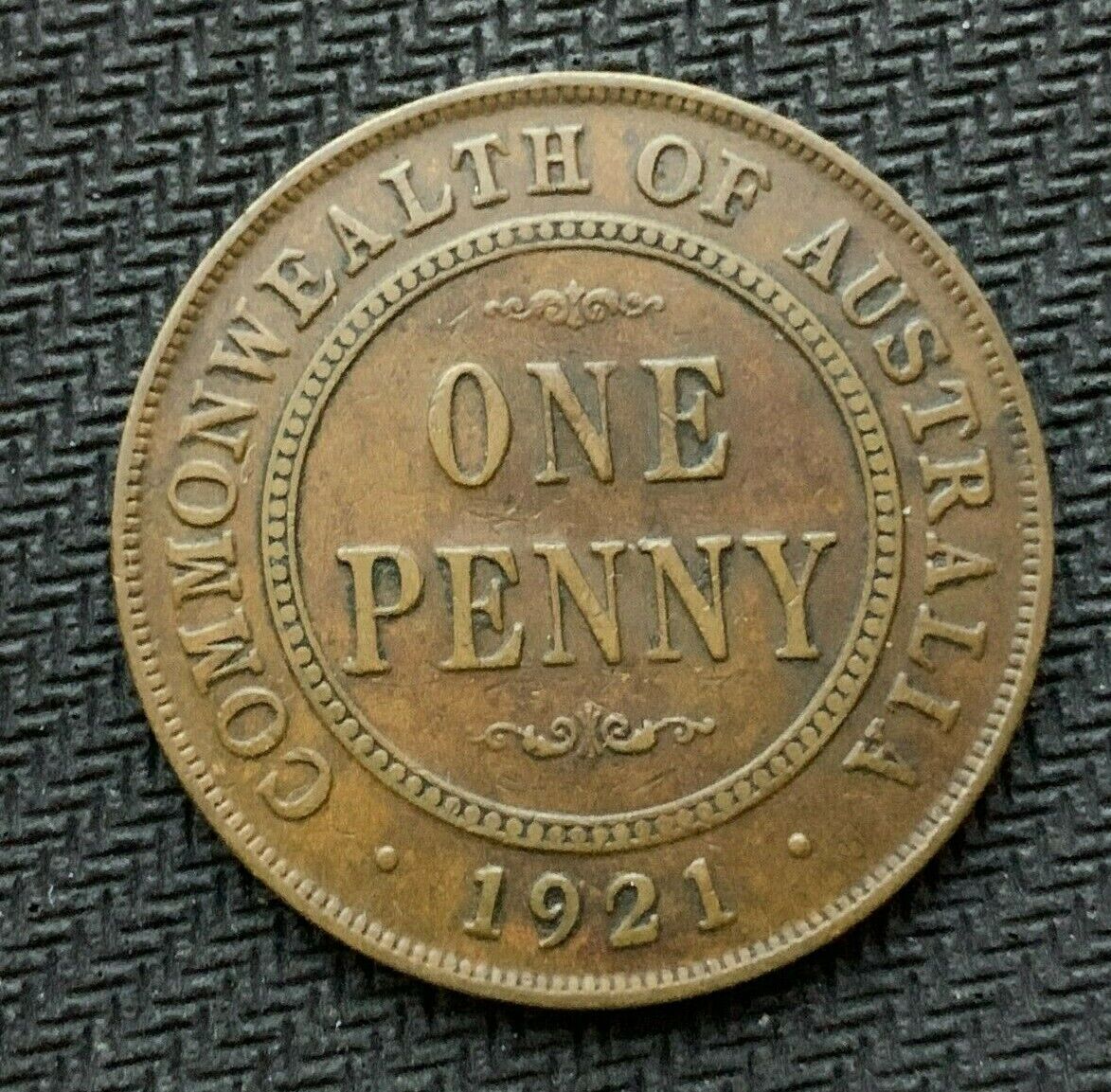 1921 Australia Penny Coin Xf      World Coin Rare Condition       #c772