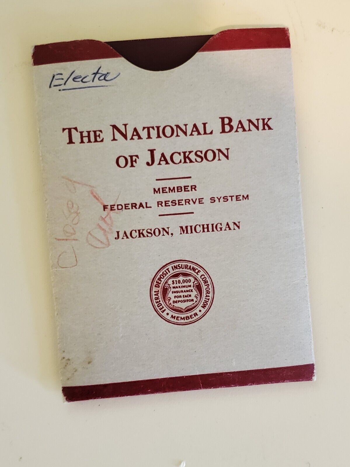Vintage National Bank Of Jackson, Michigan Savings Book