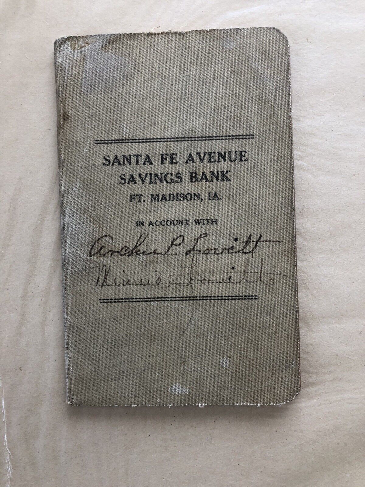 Vintage Bank Book Santa Fe Avenue Savings Bank 1920’s