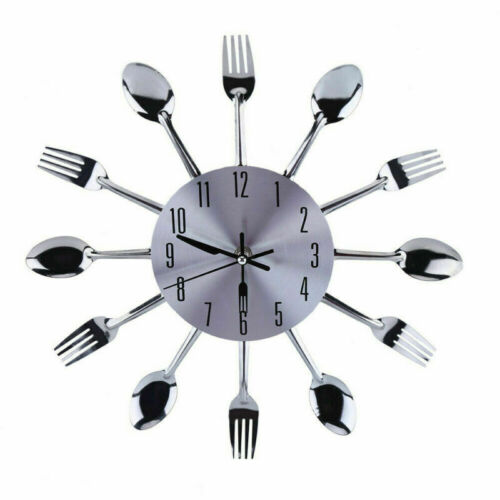 Creative Wall Clock Kitchen Utensil Spoon Fork Shape Mirror Large Home Party Acc
