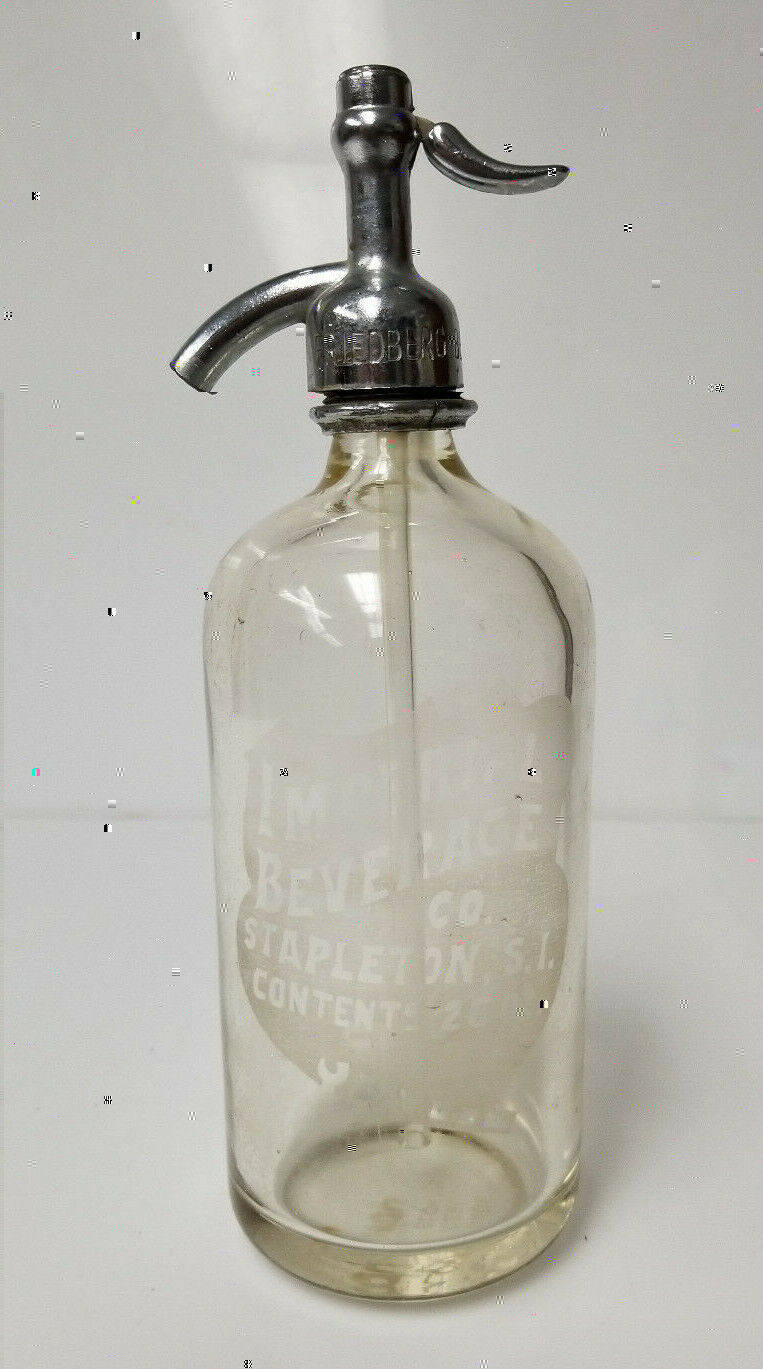 Vintage Seltzer Bottle Imperial Beverage Co Stapleton Staten Island Ny  Rare