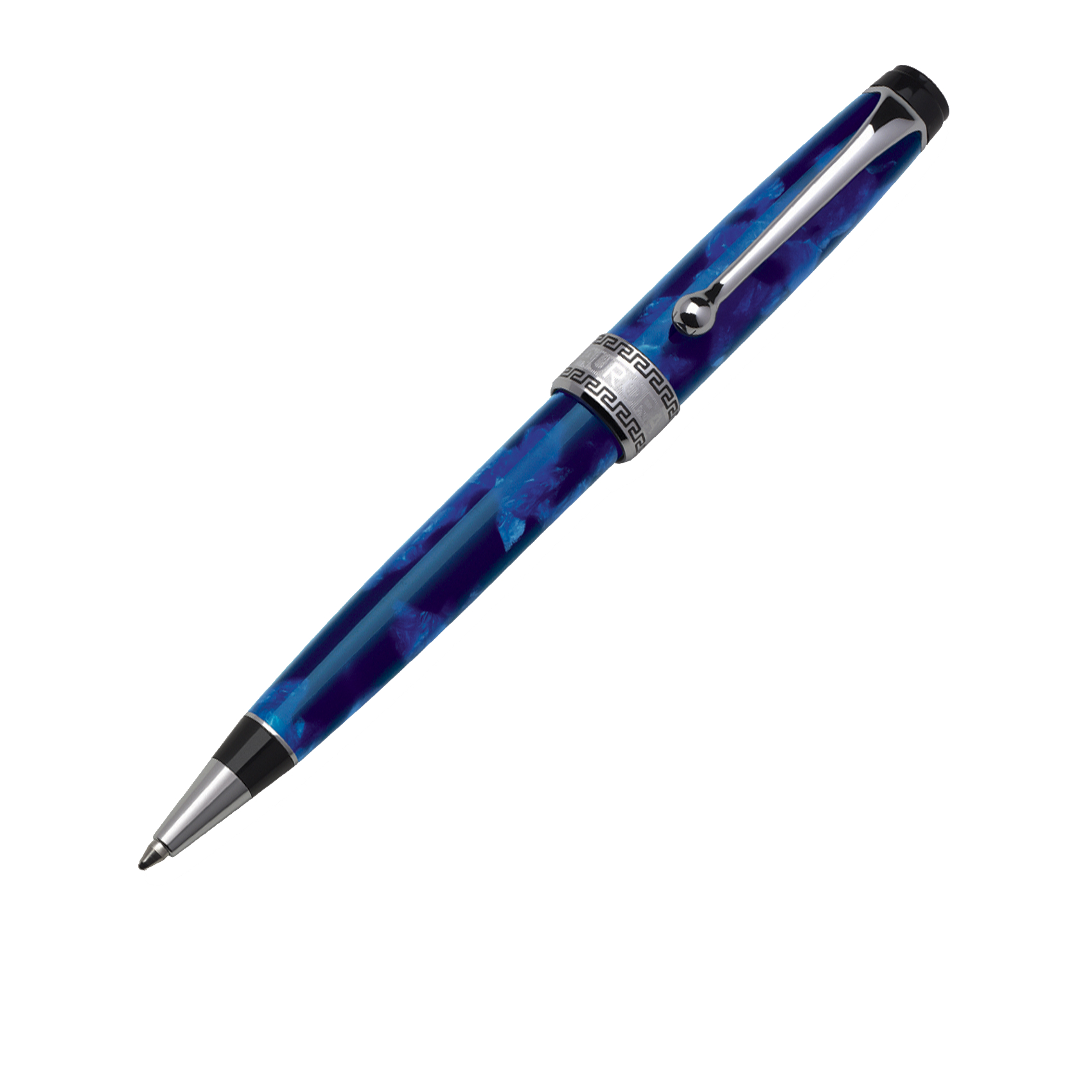 Ballpoint Pen Aurora Optima Auroloide Blue Resin With Chrome Trim Original Box