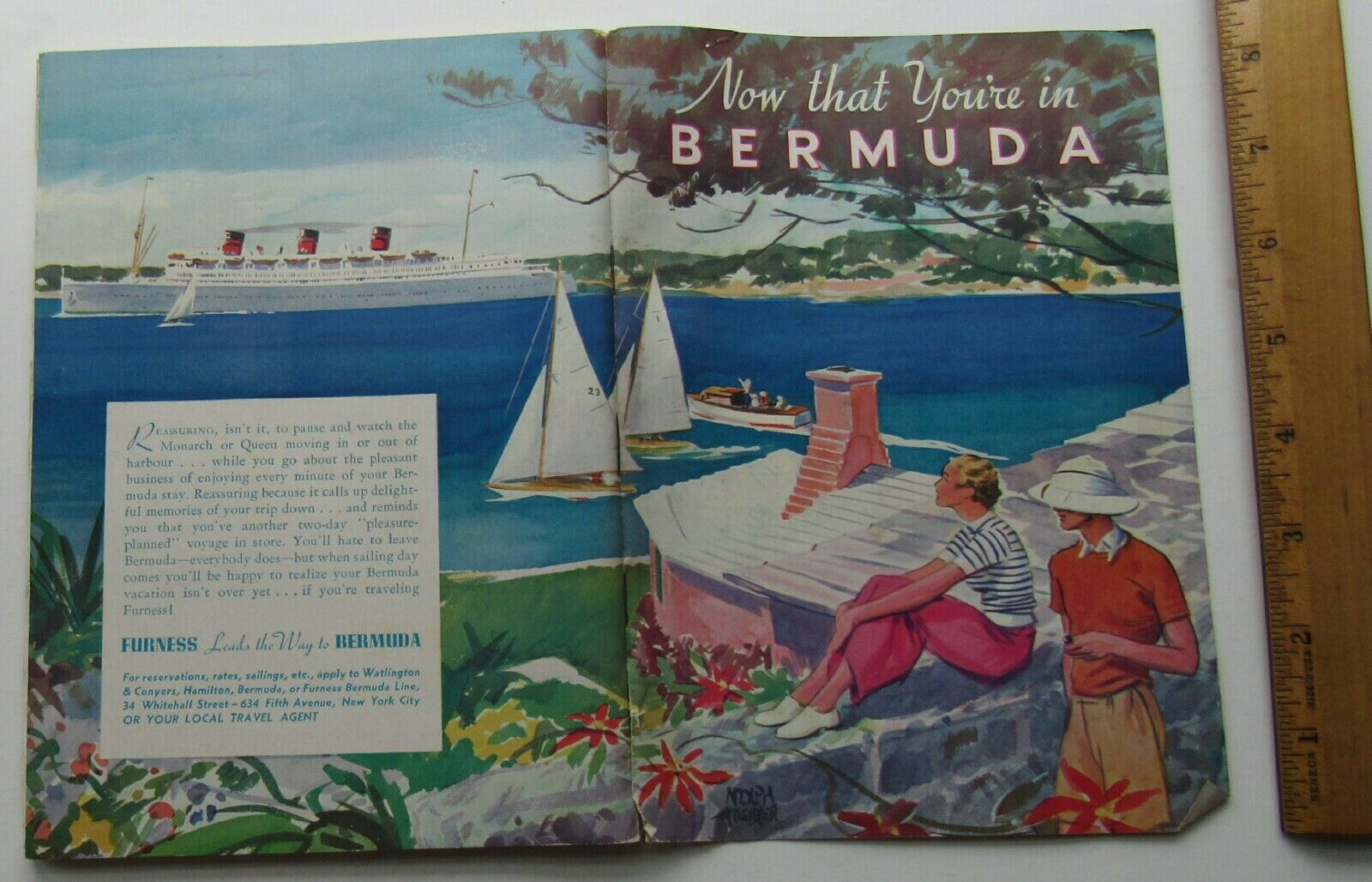 Travel Brochure For Now That Your In Bermuda 1930's Pan Am Flying Boat Ad