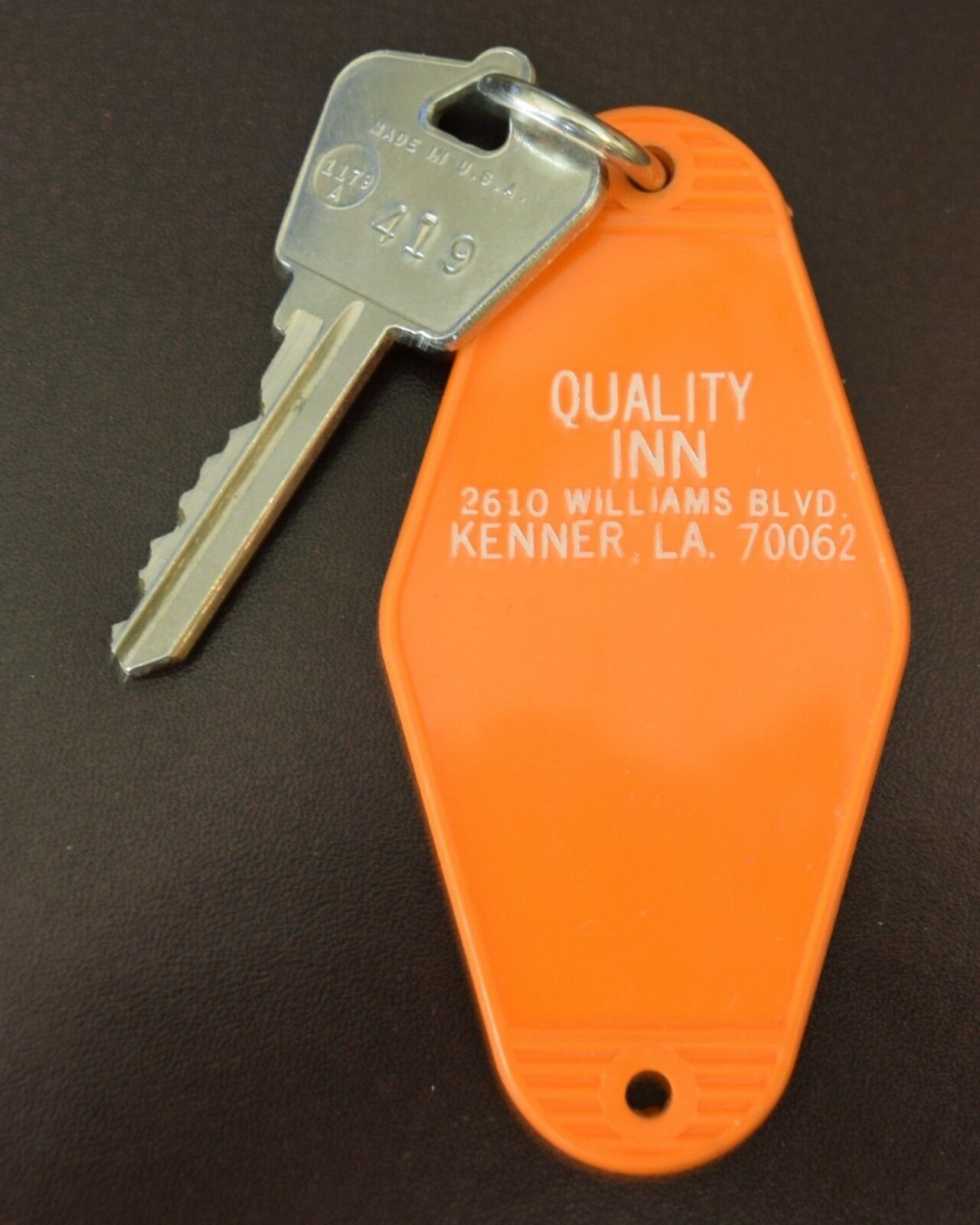 Vintage Quality Inn Kenner, La Hotel Motel Room Key & Fob