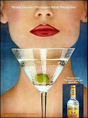 1979 Woman Red Lips Fleischmann's Gin Martini Glass Vintage Photo Print Ad Ads37