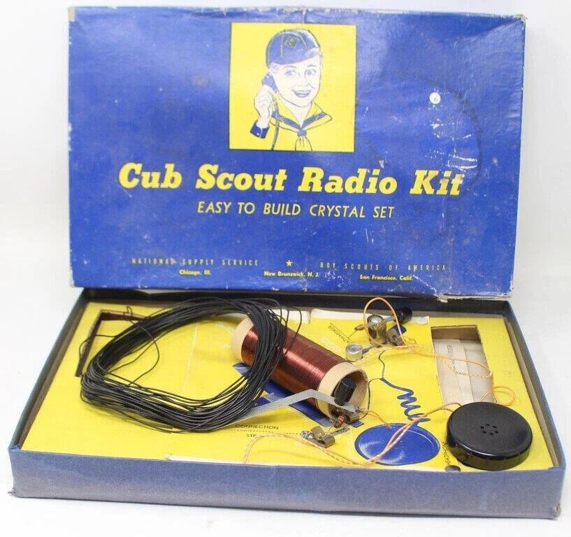 Vintage Cub Scout Crystal Radio Kit 1894 Boy Scouts Of America 1960s