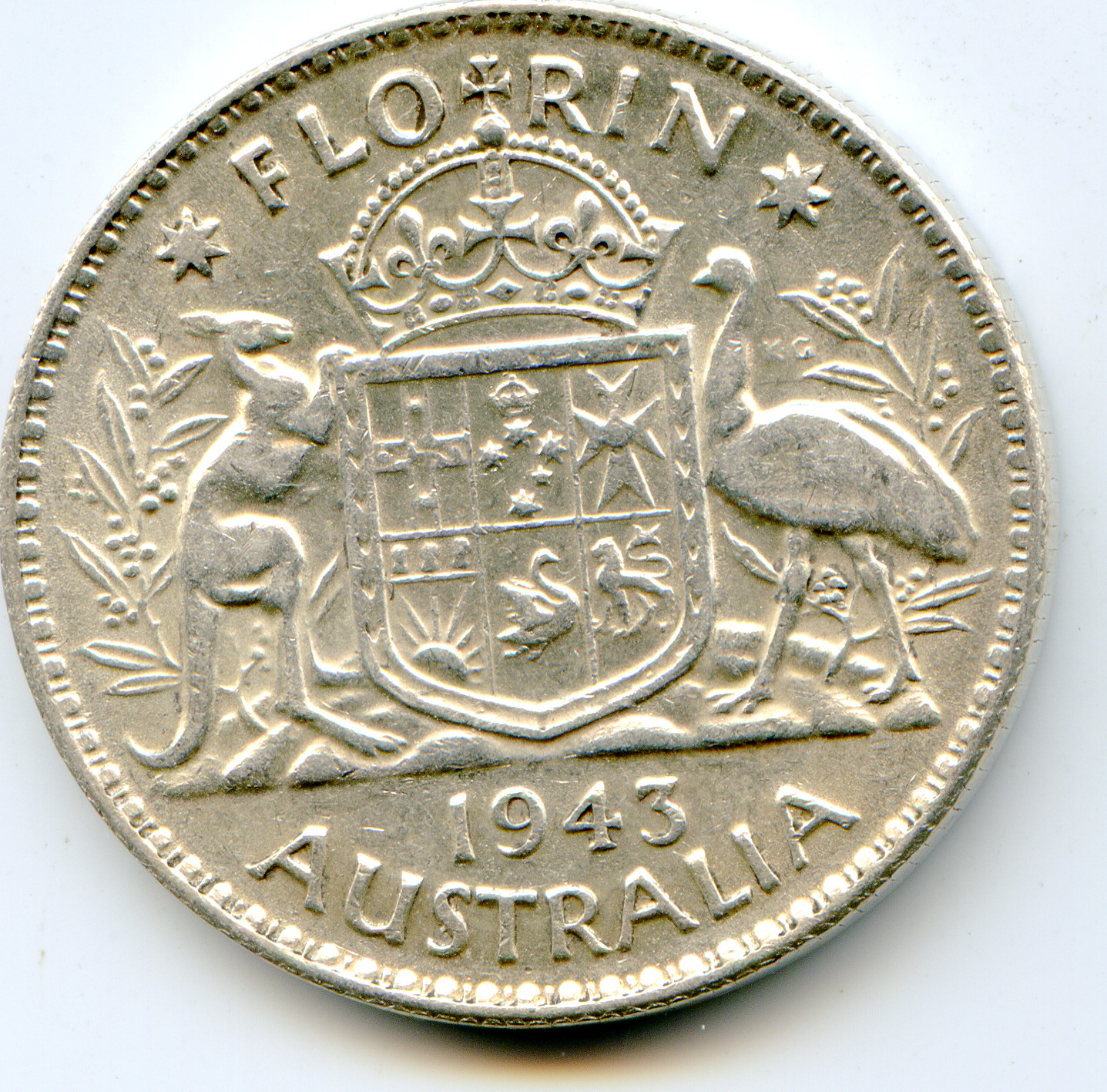 Australia Florin 1943 M Km-40 Nice Coin  Lotdec6897