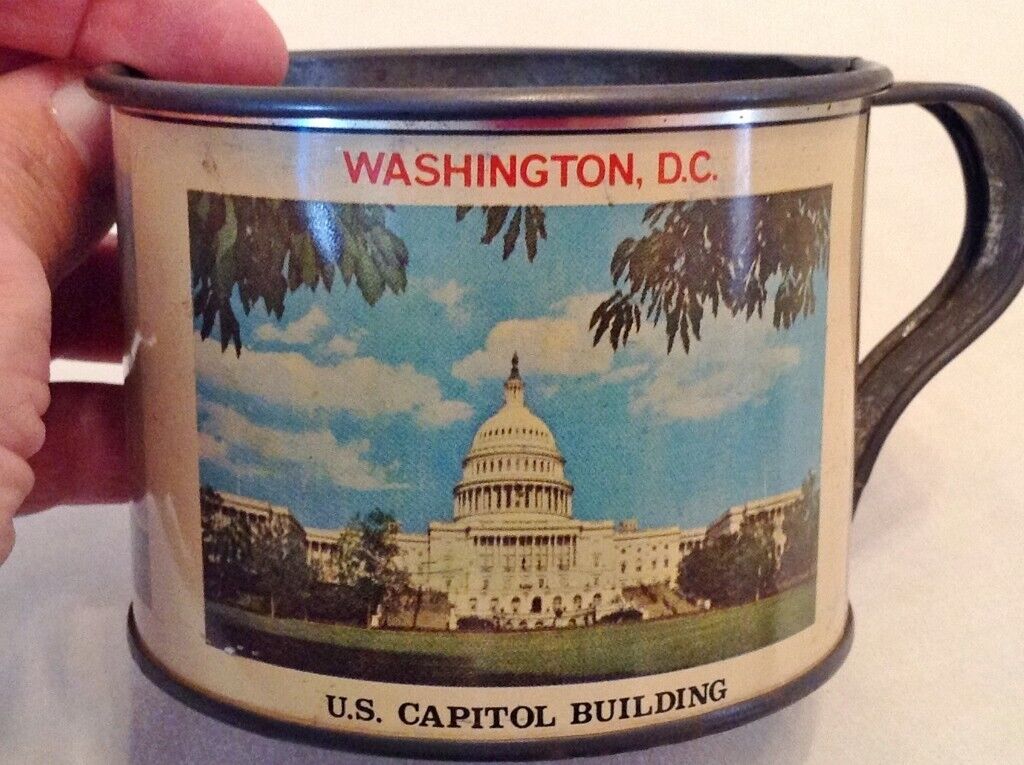 Rare Vintage Washington D C Souvenir Metal Mug Cup ~ Nice