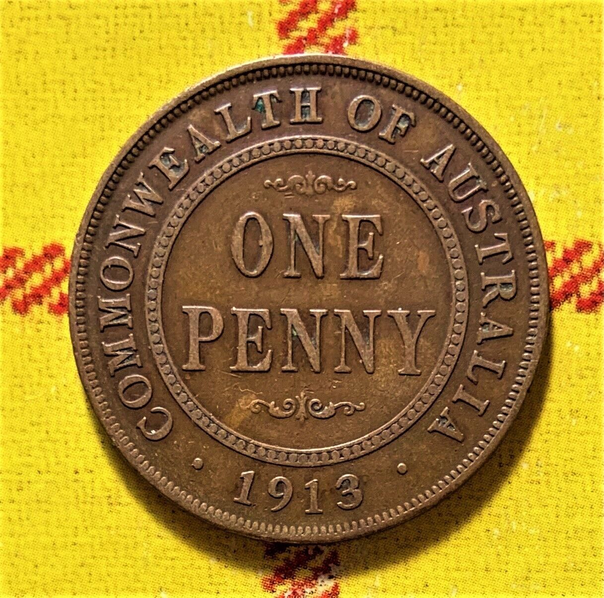 Australia 1 Penny 1913 Km22 Avf Bronze 31mm, George V
