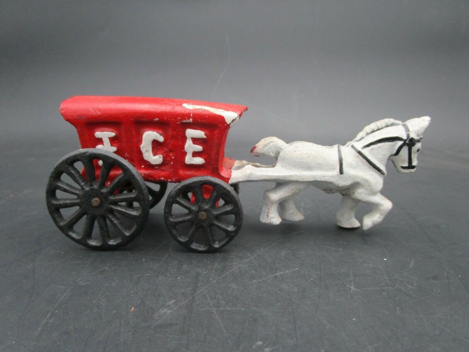 Cast Iron Horse Drawn Ice Wagon, Black Cast Iron Wheels, Reproduction