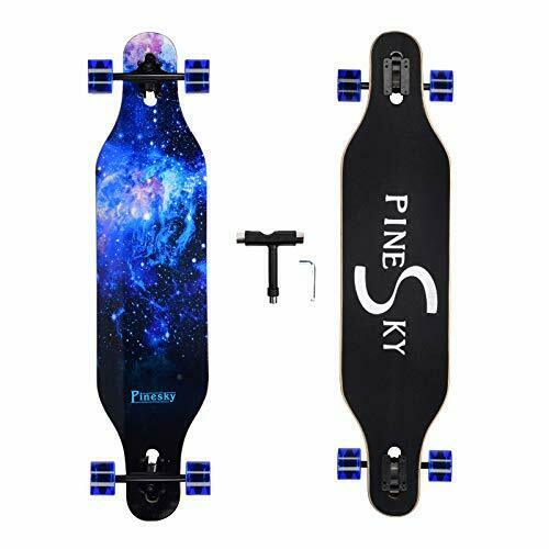 41 Inch Longboard Skateboard 8 Ply Natural Maple Complete Skateboard Blue Sky