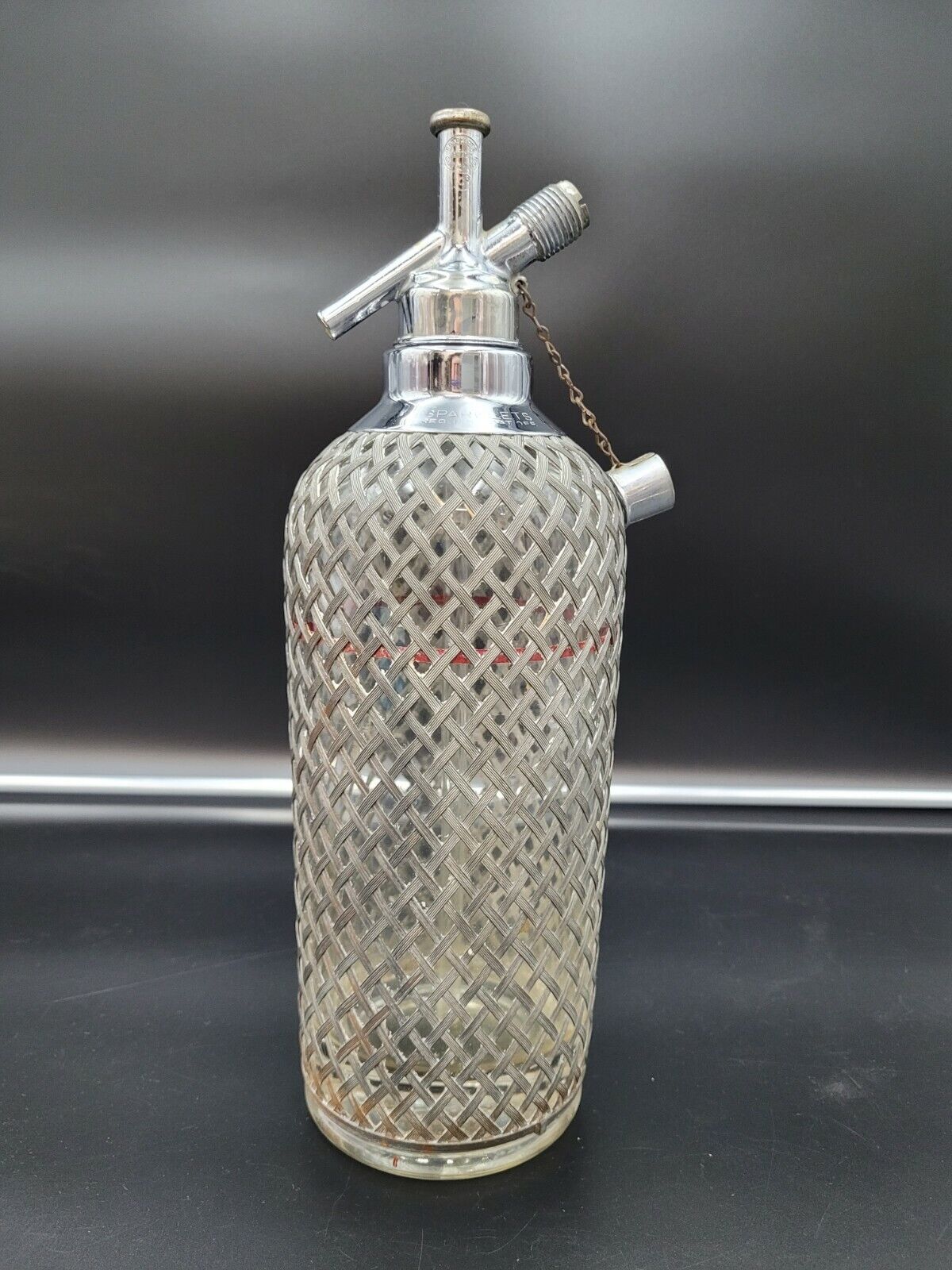 1920s-1930s Art Deco Sparklets Soda Seltzer Mesh Bottle Spritzer