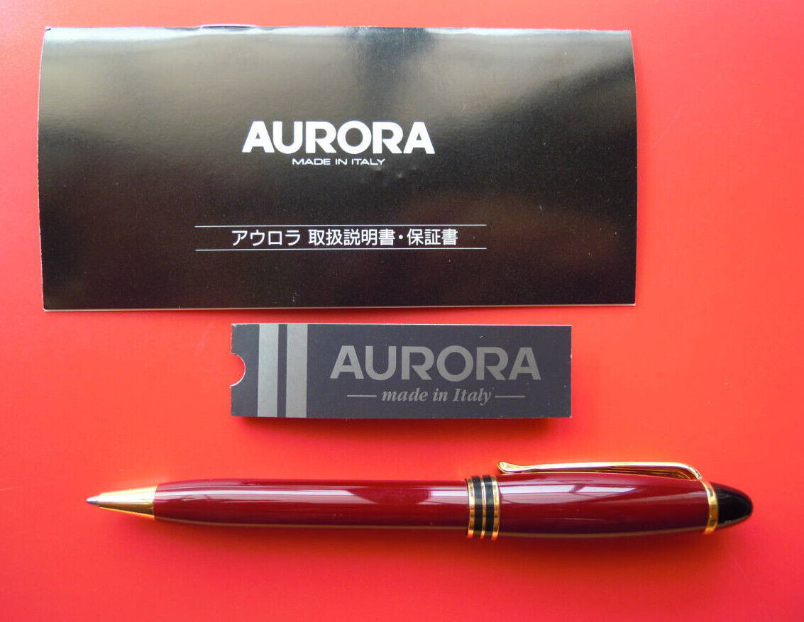 Aurora Epsilon Bordeaux/gold Knock Type Ballpoint Pen Wz/box,manual Rare Mint