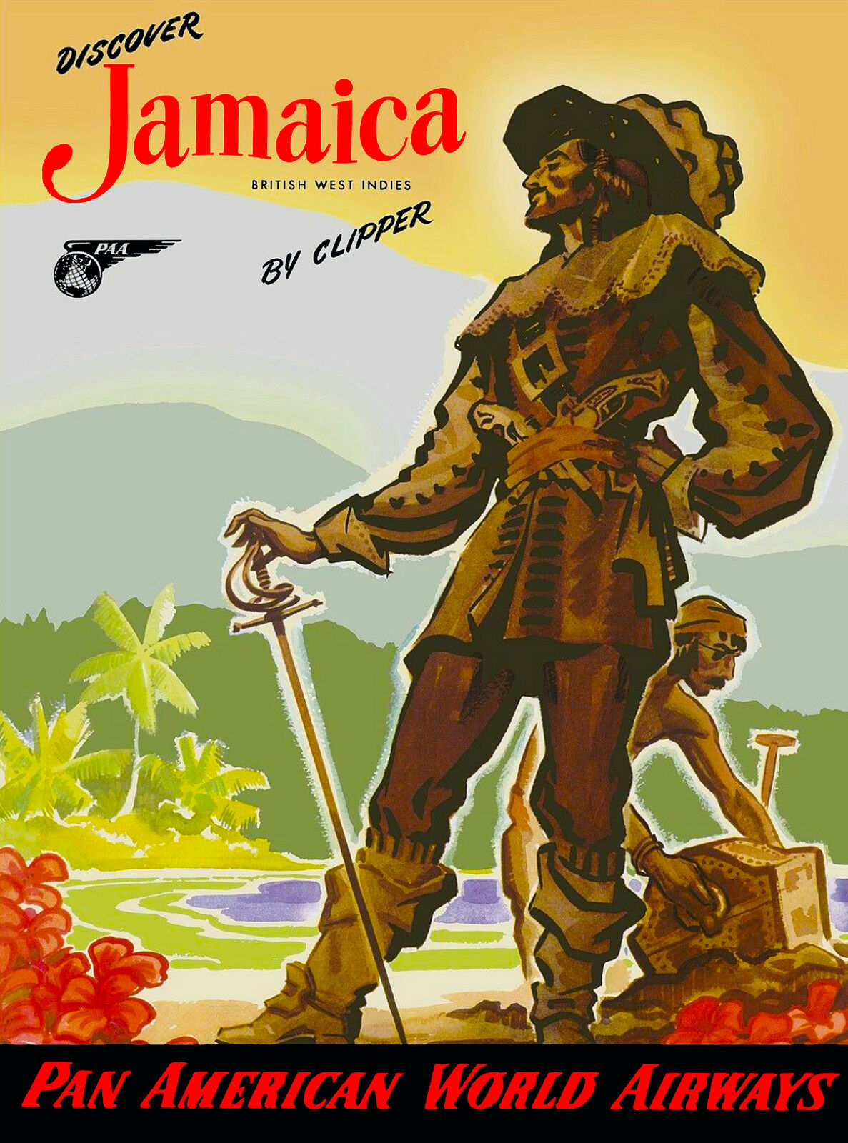 Jamaica Jamaican Caribbean Island Air Vintage Travel Advertisement Art Poster 99