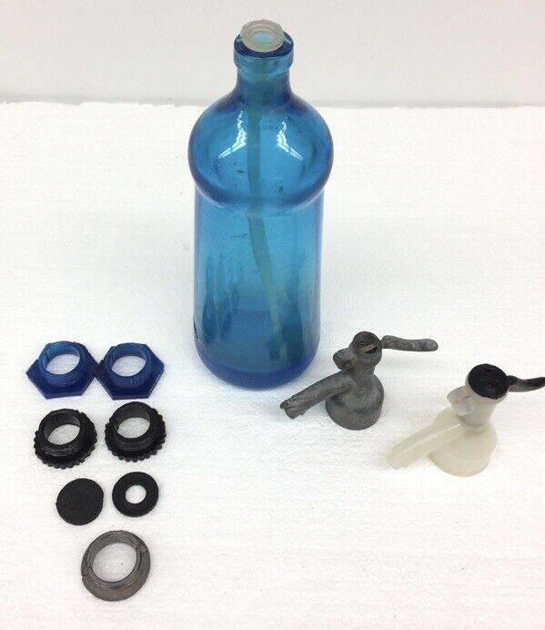 Vtg Antique Jakob Petri Ocean Blue Tapered Seltzer Soda Siphon Bottle Decor G1