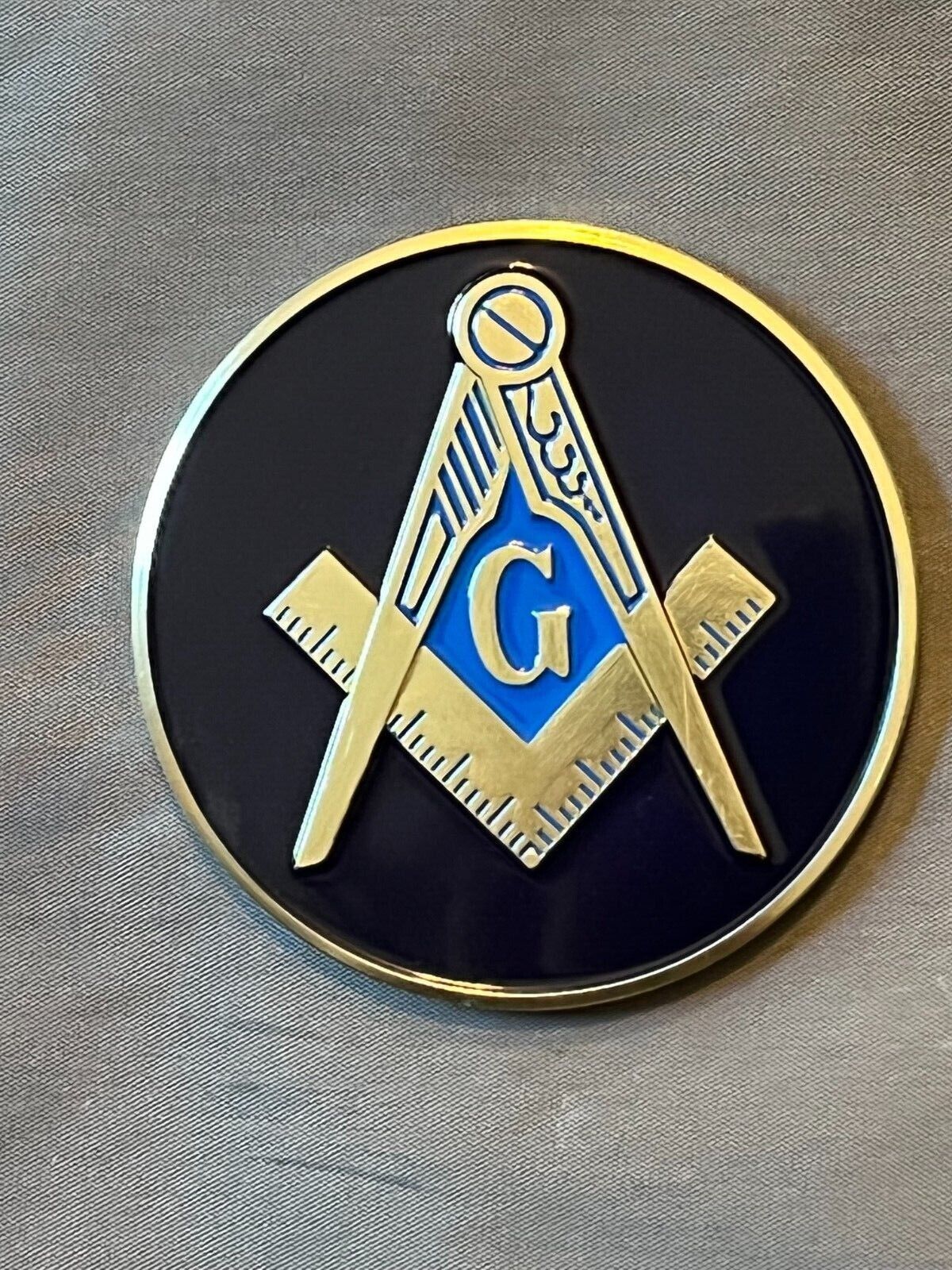 Masonic 3" Black Car Emblem Square Compass Master Mason Metal Freemason New!