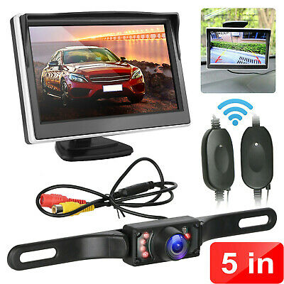 Wireless 5" Monitor Car Rear View System Backup Reverse Camera Night Vision Kit