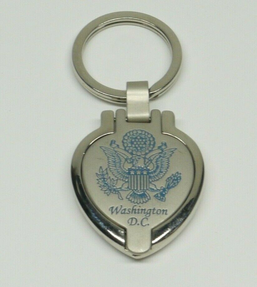 Vintage Washington D.c. Souvenir Heart Pendant Charm Locket Key Chain