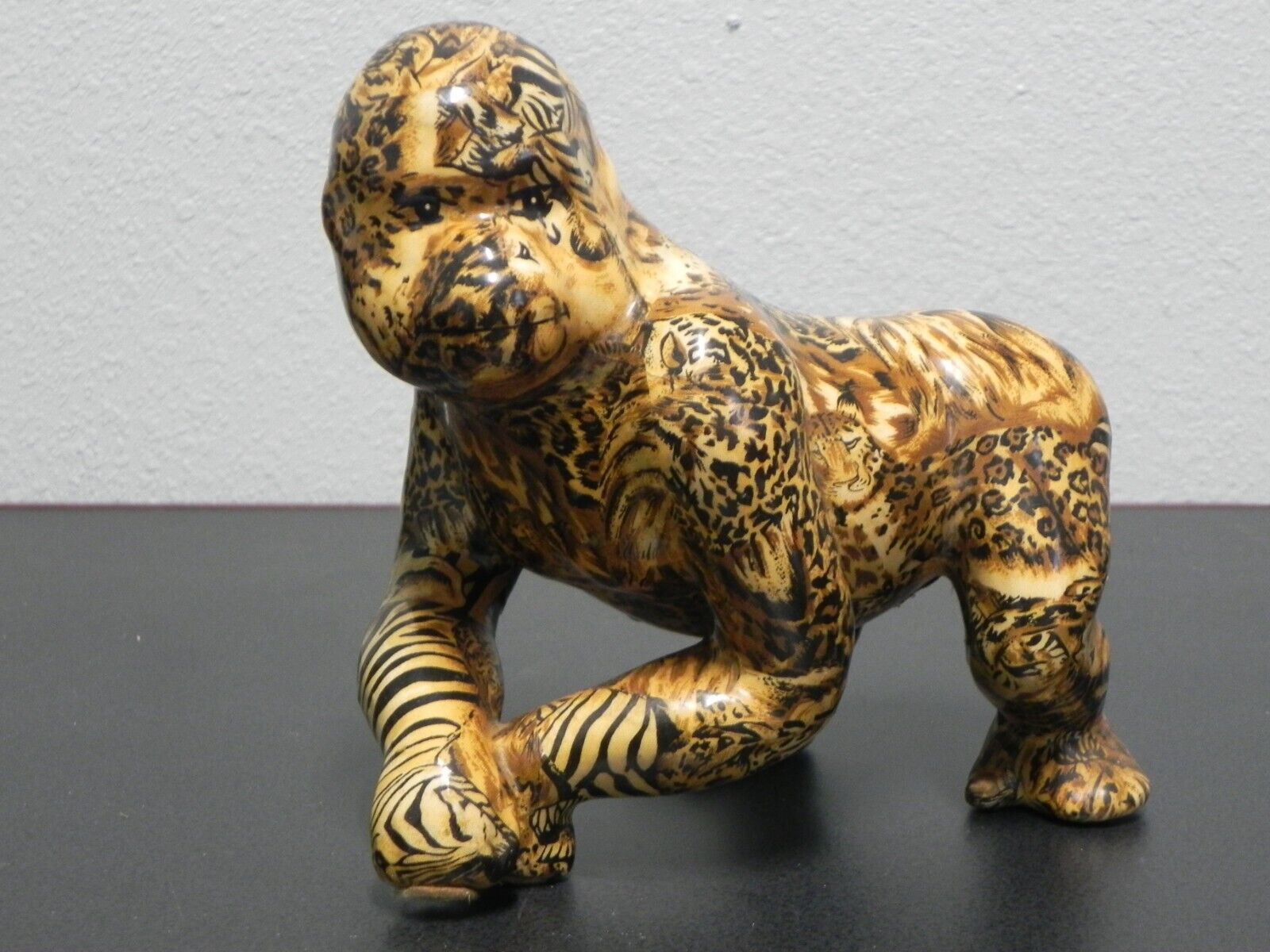 Gorilla Figurine, Animal Print - Cloth Over Ceramic