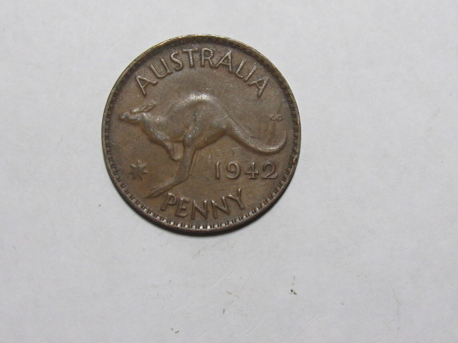 Old Australia Coin - 1942 (p) Penny Kangaroo - Circulated